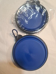 Collapsible Dog Bowls Travel Portable Pet Dog Water Attached Carbiner Lot Of 2 - Picture 1 of 6
