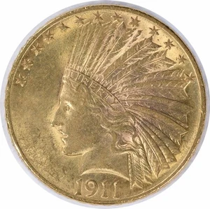 1911 $10 Gold Indian AU Slider Uncertified #939 - Picture 1 of 2