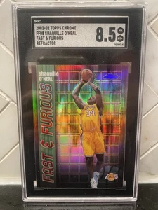 2001-02 Topps Chrome Shaquille O'Neal Fast & Furious Refractor FF08 SGC 8.5 - Picture 1 of 2