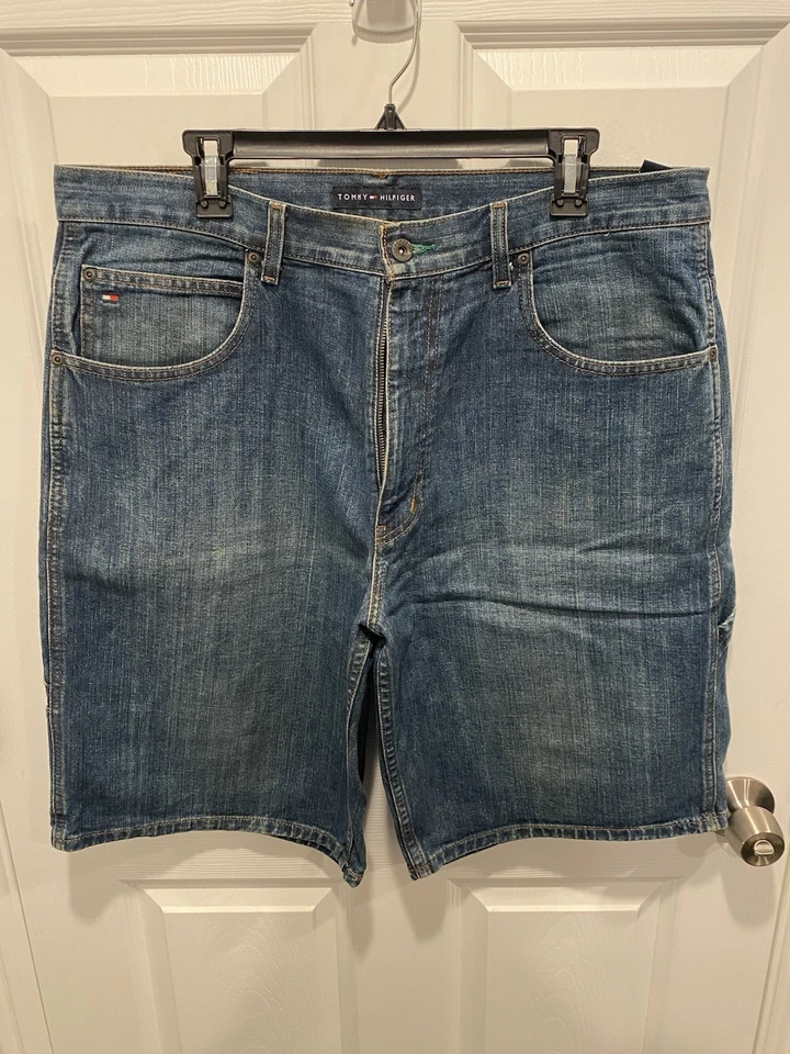 Pantalones Cortos Tommy Hilfiger Para Hombre Azul Jeans Años 90 Sueltos Talla 36 Foto 1 de 4