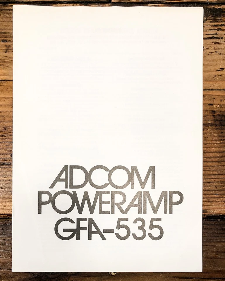 Adcom GFA-535 Amplifier Owners / User Manual *Original* - Image 1 of 1