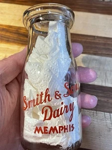 RARA bottiglia di latte mezza pinta MEMPHIS TENNESSEE ACL SMITH & SONS DAIRY WWII - Foto 1 di 6