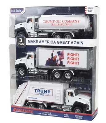 MTH RailKing 30-50122 Donald J. Trump 3 Pack Roadster Truck Vehicle Set  - New!! - Image 1 of 4