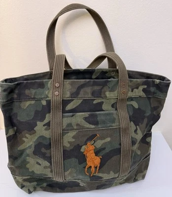 Polo Ralph Lauren Men Tote Bag Thick Canvas Camo Big Pony Embroidery - Image 1 of 4