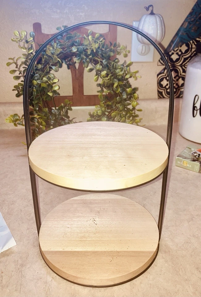 Target Bullseye Wooden Round Two Tiered Tray SO CUTE NEW - Image 1 of 4