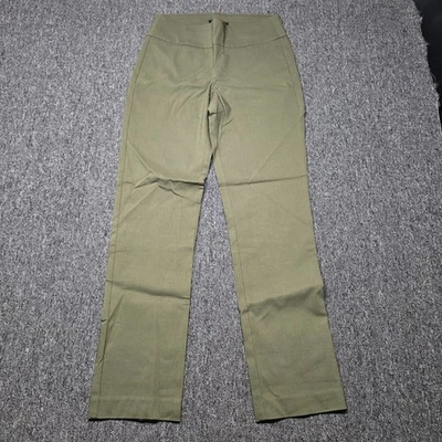 Chadwicks Olive 绿色拉裤女式 8 直筒弹力舒适全新无标签 — 第 1/4 张图片