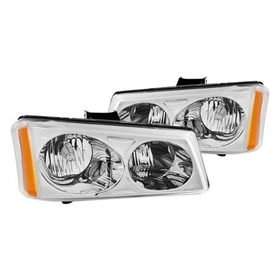 For Chevy Silverado 1500 Classic 07 Headlights Driver & Passenger Side Chrome Foto 1 de 3