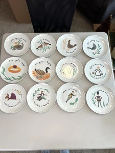 12 DAYS OF CHRISTMAS Melamine Plates Appetizer Salad Snack Plates Holiday Casual - Picture 1 of 15