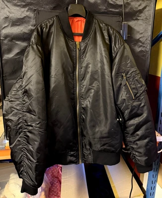 UNBRANDED MENS 2XL JACKET BLACK SHINY FINISH POPPER POCKETS ZIP FRONT - Image 1 of 4