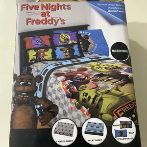 Five Nights At Freddys 4-Piece Full Size Sheet Set Fitted Flat Microfiber New - Picture 1 of 12
