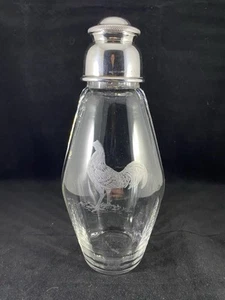 Art Deco Etched Glass Cocktail Shaker Stevens & William Plated Top Hukin & Heath - Picture 1 of 16