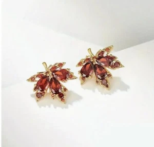 Chico’s Maple Leaf Earrings Stud Gold Orange Stainless Steel Boho Thanksgiving - Picture 1 of 6