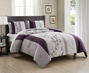 Chezmoi Collection 7-Piece Bed in a Bag Cherry Blossom Embroidery Comforter Set - Picture 1 of 15