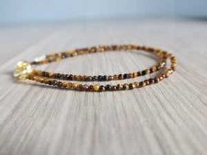 A+ Gelbes Tigerauge facettiertes Rondell 2-3 mm Edelstein Perlen Damen Armband 6-8 Zoll - Bild 1 von 10