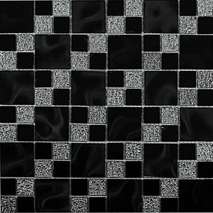 Black And White Mat Crystal Mosaic Tiles Sheet Walls Floors Bathroom Kitchen - Picture 1 of 7