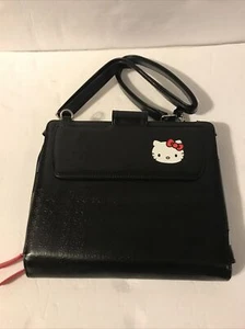 Hello Kitty Case Black iPad Tablet Portfolio #KT43488 Pocket Strap Messenger Bag - Picture 1 of 12