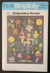 Vintage 7516 Embroidery Designs ~ Flowers, Native American, Animals, etc - Picture 1 of 3