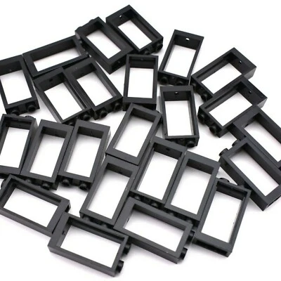 TCM BRICKS Negro 1X2X3 Ventana Frontal Plana SIN CRISTAL X25 Piezas Compatibles Foto 1 de 2