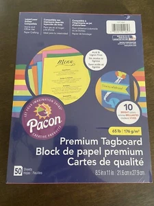 Pacon Premium Tagboard 10 bright colors, 50 sheet 6.5x11" New in package 65lb - Picture 1 of 2