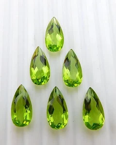 25 Cts 5 Pcs Peridot Pear Cut Loose Created Gemstone 10x14 MM For Jewelry H-2941 - Picture 1 of 1
