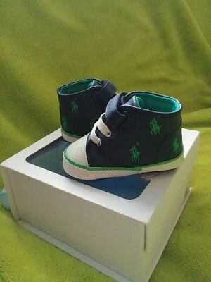 POLO RALPH LAUREN INFANT BABY SZ 2 Navy LEAHTER SHOES BOYS - Image 1 of 3