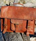 Men's Strong Laptop Briefcase Leather Vintage Brown Messenger Handmade Bag
