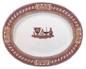 Etruscan Vases Platter T J & J Mayer Transferware Rust Brown Transfer Antique - Picture 1 of 6
