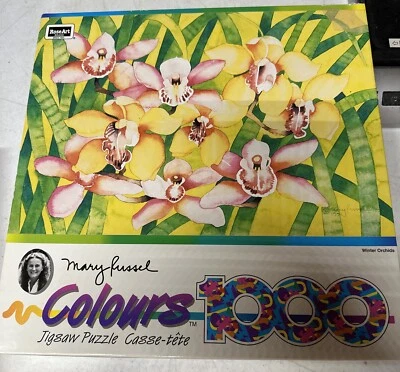 New 1000 PC. ROSE ART COLOURS 1994 WINTER ORCHIDS- MARY RUSSEL JIGSAW PUZZLE - Image 1 of 4
