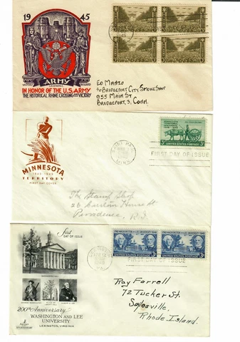 1940's FDC, Lot of 3 - Good condition, addressed, #934,  #981, #982 Cover