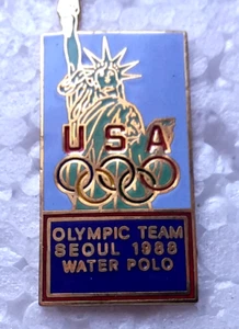 1988 Seúl Corea del Sur Juegos Olímpicos de Verano Tack Pin Solapa Sombrero Chaleco Esmalte Polo Acuático - Imagen 1 de 1