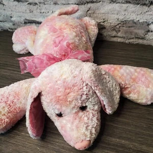 Vintage Mary Meyer Flip Flops 14" Plush Puppy Dog Pink Heart Bow Dominique Dog - Picture 1 of 12