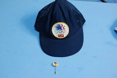 Vintage USA 1984 Los Angeles Olympics SP Trucker Cap Snapback Blue Mesh and pin - Image 1 of 4