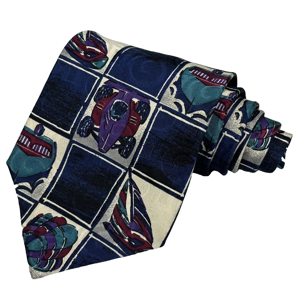 Corbata de seda vintage Guess Georges Marciano coche de carreras caballo vaquero hecha en EE. UU. Foto 1 de 4