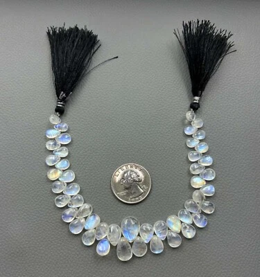 Natural Moonstone Gemstone Teardrop Beads 11x14x06mm Strand 8 Inches KG-665 - Image 1 of 4