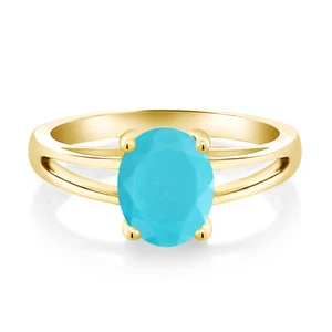 18K Yellow Gold Plated Silver Peridot Solitaire Engagement Ring For Women (2.10 - Picture 1 of 24