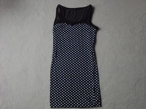 FOREVER 21 WOMENS DARK BLUE W/ WHITE POLKA DOTS SLEEVELESS MINI DRESS SIZE SMALL - Picture 1 of 4