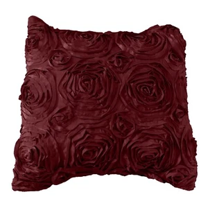 Satin Rosette 3D Raised Pop-Up Petals Decorative Throw Pillow/Sham Cushion Cover - Picture 1 of 67