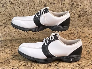 Footjoy Women’s Golf Shoes Golf Greenjoys Size 8.5 M Black & White 48364 - Picture 1 of 9