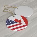 Ornements en céramique drapeau canadien-américain | Arbre de Noël de vacances Canada États-Unis