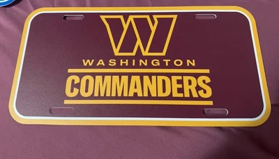 Washington Commanders 6x12 Plastic Auto Tag Vanity Plate NFL - Image 1 of 2