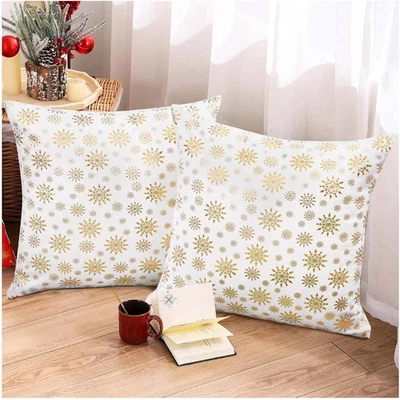Set of 2 Christmas Velvet Pillow Covers 20 x 20 with Snowflake Design - Image 1 of 4