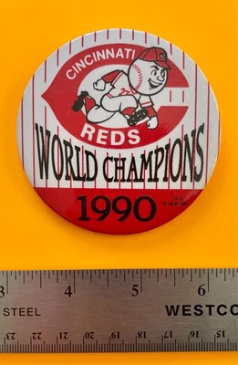 1990 年辛那提红人队世界冠军纽扣别针罕见设计系列冠军 — 第 1/4 张图片
