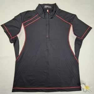 Nike Golf Polo Shirt Girls Large 12-14 Fit Dry Quarter Zip Black Red Athlete Top - Picture 1 of 17