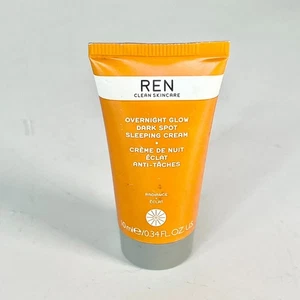 Ren Overnight Glow Dark Spot Sleeping Cream Radiance Night Travel .34oz 10ml New - Picture 1 of 5