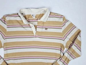 Billabong Hemd Herren Large Polo gestreift langarm gelb rosa beige - Bild 1 von 12