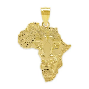 Gold Afrika Charm Anhänger - 10 Karat Gold - Löwengesicht Anhänger - Afrika Contin... - Bild 1 von 6
