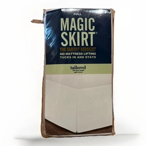 Magic Skirt Full Size Mattress BedSkirt Tailored No Mattress Lift 15" Drop White - Picture 1 of 2