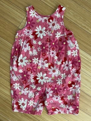 Lindo mameluco de algodón rosa floral de una pieza LANDS END para niña pequeña 3T en muy buena condición Foto 1 de 3