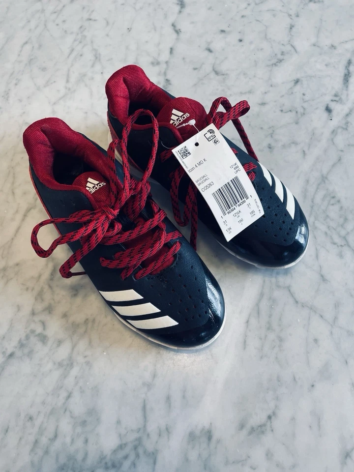 Botines de béisbol Adidas para niños 13K Icon 4 MD negros rojos CG5263 nuevos Foto 1 de 4