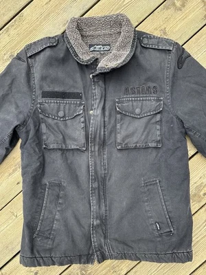 Chaqueta de Lona Forrada Alpinestars Sherpa Talla M Desteñida Negra Motociclista Militar Foto 1 de 4